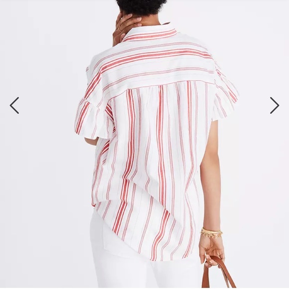 Madewell Central Ruffle Sleeve Shirt Stripe S - Picture 2 of 7